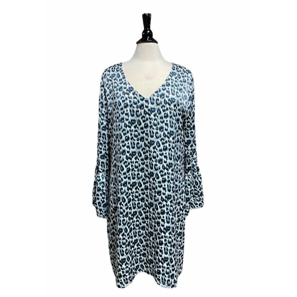 L Love Cheetah Bell Sleeve Dress Size Large NWOT